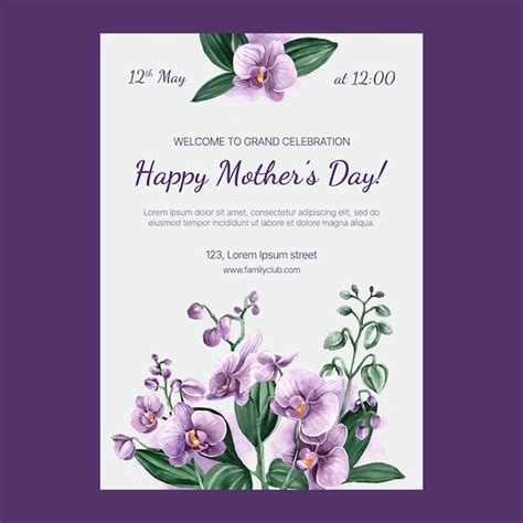 Premium Vector Watercolor Mother S Day Vertical Poster Template