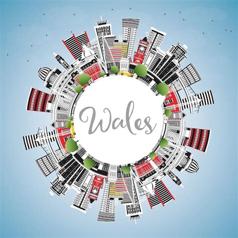 Premium Vector Wales City Skyline With Gray Buildings Blue Sky And