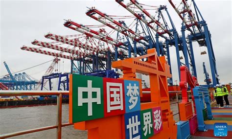 Quayside Container Cranes Seen At Changxing Production Base Of Shanghai