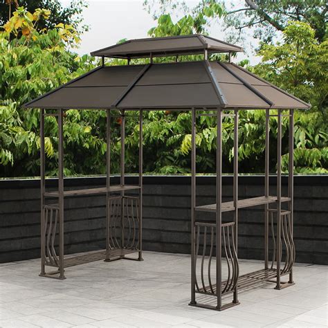 Sunjoy Ethan Ft X Ft Brown Hardtop Grill Gazebo A The