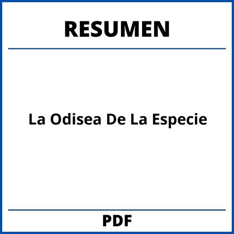 La Odisea De La Especie Resumen