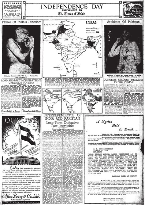 Few Newspaper Cuttings Published On 15th August 1947 Desidime