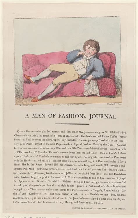 Thomas Rowlandson A Man Of Fashions Journal The Metropolitan