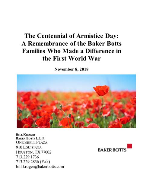 The Centennial Of Armistice Day A Remembrance Of The Baker Botts