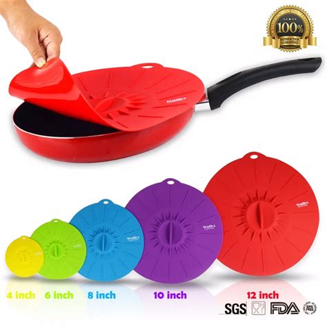 Walfos 5 Pieces Universal Silicone Suction Lid Bowl Pan Cooking Pot Lid