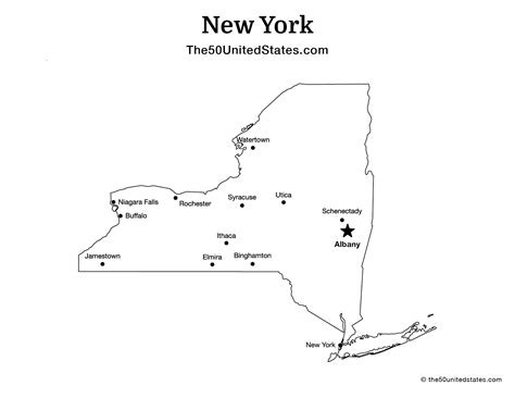 Free Printable State Map Of New York With Capital Labeled The 50