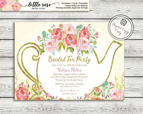 Garden Tea Party Bridal Shower Invitation High Tea Invite Bridal