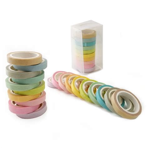 Washi Tape 10 Cintas Delgadas De Colores Scrapbook Meses Sin Intereses