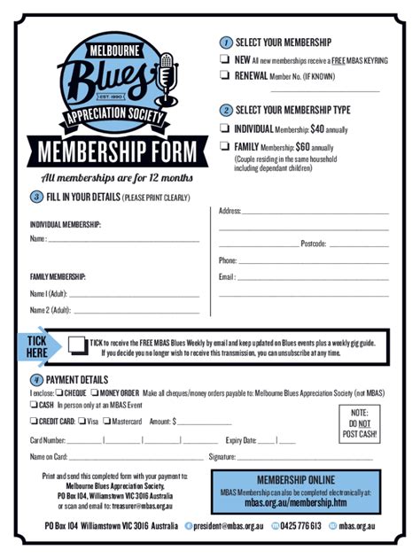 Fillable Online Individual Membership Form Mbas Fax Email Print