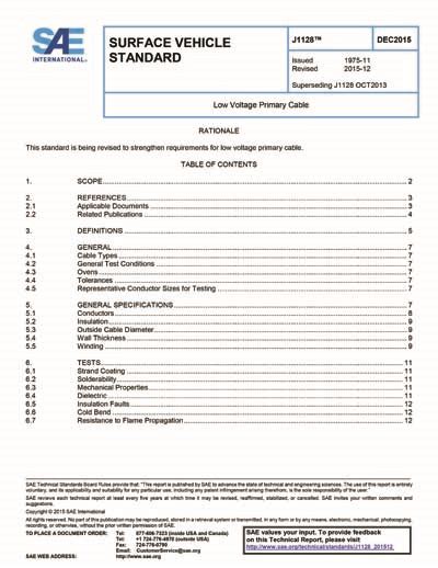 Sae J 1128 2015 Sae J1128 2015 Low Voltage Primary Cable