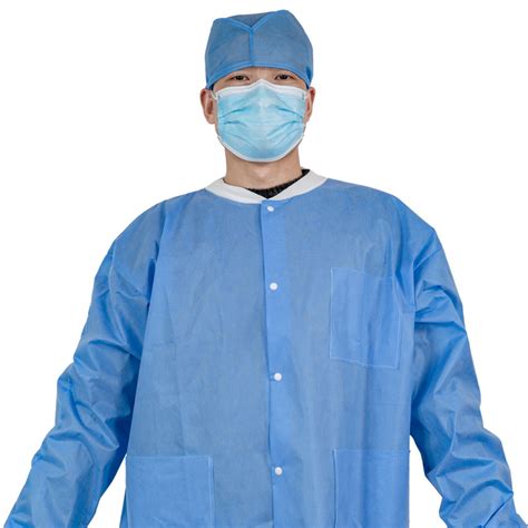 Disposable Nonwoven SMS PP Lab Coat With Pocket 12 China SMS Lab Coat