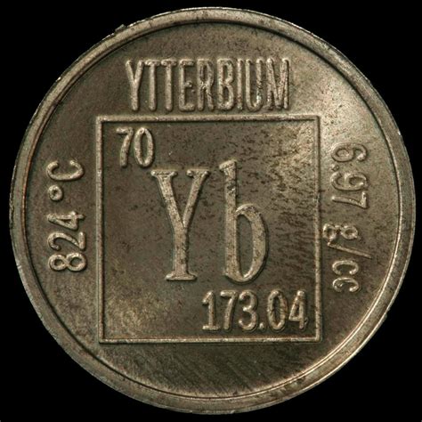 Element Coin A Sample Of The Element Ytterbium In The Periodic Table