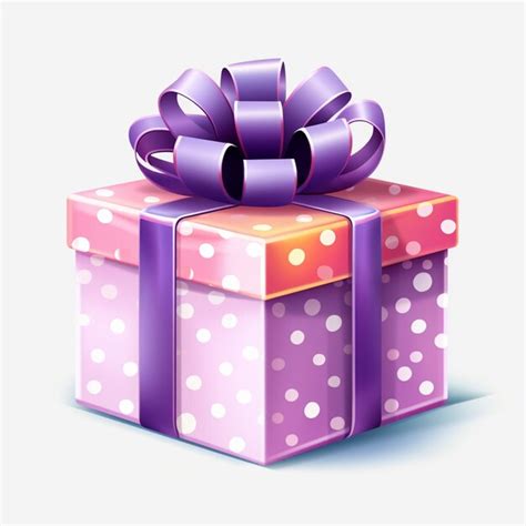 Premium Photo Purple And Pink Gift Box With Polka Dot Ribbon And Bow