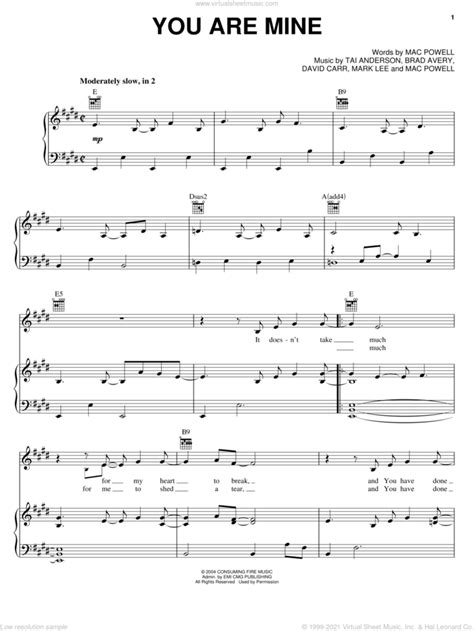 You Are Mine Sheet Music For Voice Piano Or Guitar Pdf