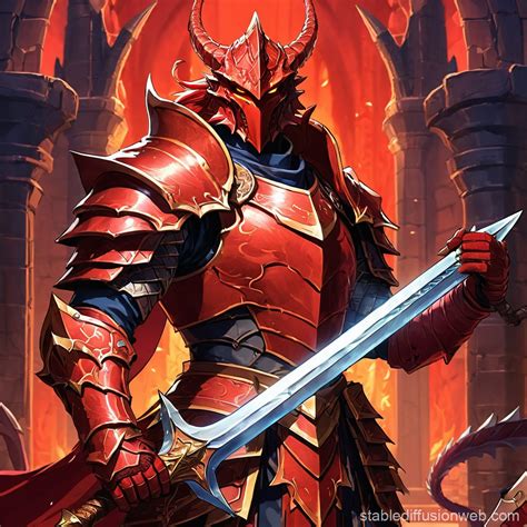 Red Dragonborn Paladin With Greatsword Stable Diffusion Online