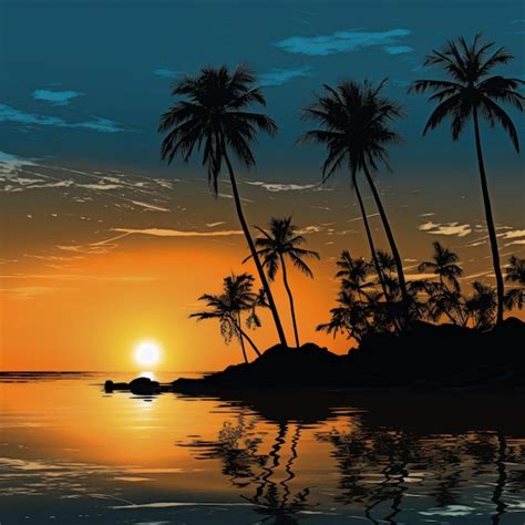 Premium Ai Image Palm Trees Silhouettes On Summer Beach