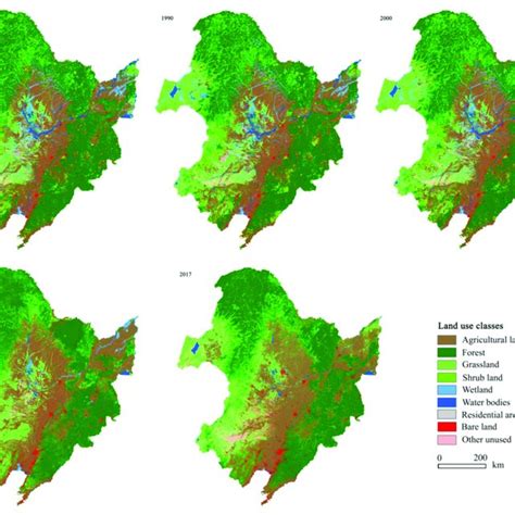 Land Use Maps In 1980 1990 2000 2010 And 2017 For Northeastern