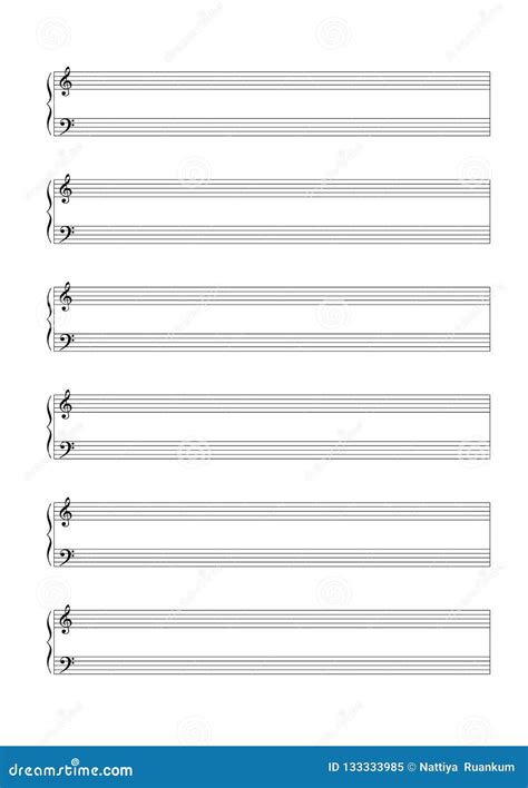 Blank Sheet Music Page Template Empty Music Folio Page Cartoon Vector