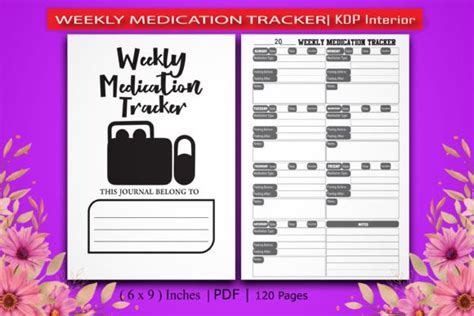 Weekly Medication Tracker KDP Interior Graphic By Unique Design