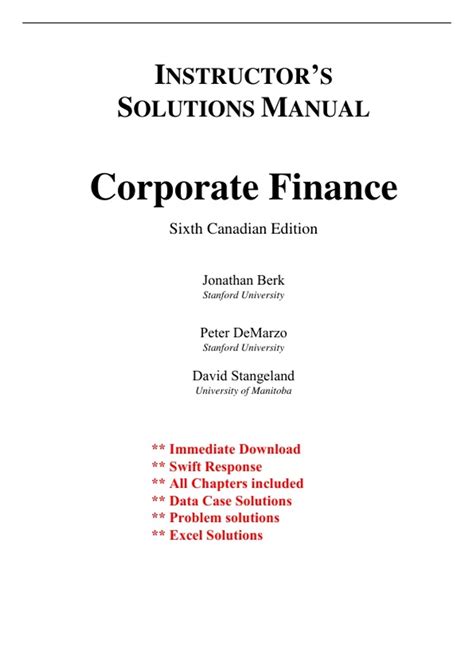 Solutions For Corporate Finance Sixth Canadian Edition 6th Edition