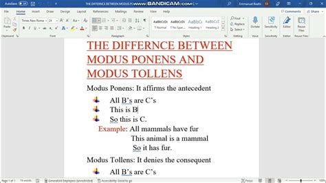 The Actual Difference Between Modus Ponens And Modus Tollens In Critical Thinking Youtube