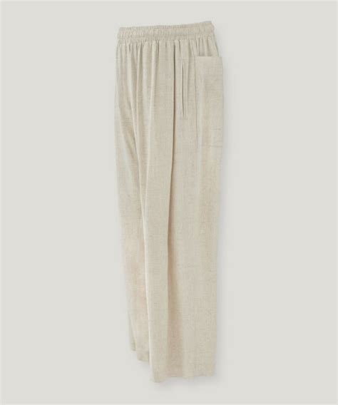 MUSINSA ORO Woman Tencel Linen Round One Tuck Pants Oatmeal