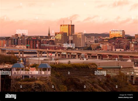 The Saint John skyline at sunset in Saint John, New Brunswick, Canada Stock Photo - Alamy