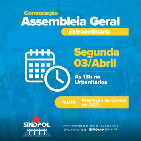 Sindpol Alagoas Sindpol Realizará Assembleia Geral De Prestação De