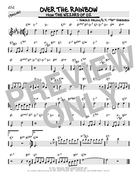 Over The Rainbow Real Book Melody Chords Print Sheet Music Now