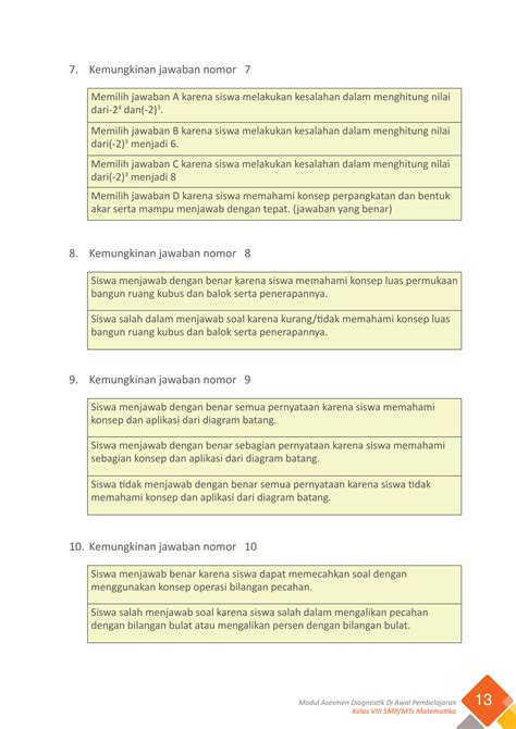 Modul Asesmen Awal Matematika Smp Mts Kelas Viii Pdf