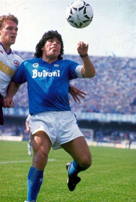 Diego Maradona in action, May 10, 1987. Playing at home, Napoli drew ...