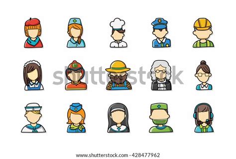 People Occupations Icons Seteps10 Stock Vector Royalty Free 428477962