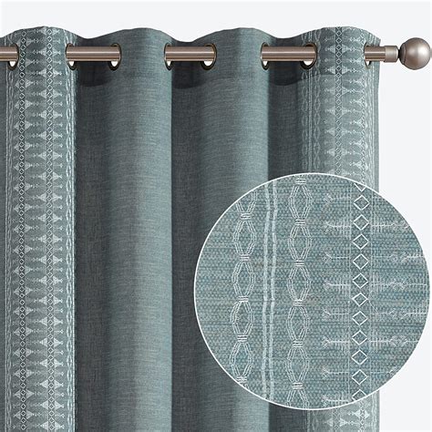 Jinchan Boho Curtains For Bedroom Blue Linen For Living Room Window