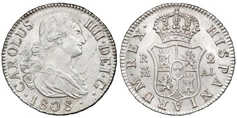 CARLOS IV 2 REALES 1808 MADRID AI Numismática Llamas