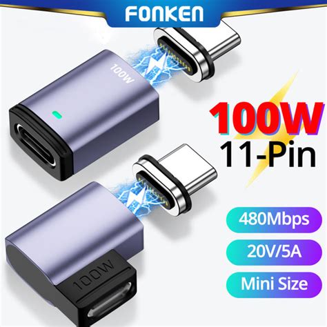 Fonken PD 100W USB C To Type C Magnetic Adapter 5A Fast Charge USB Type