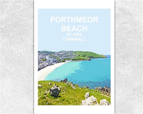 Porthmeor Beach St Ives Cornwall Art Print Travel Poster - Etsy