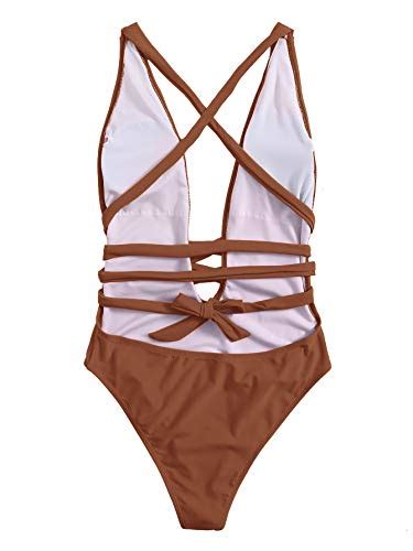 Sweatyrocks Womens Sexy Basic Criss Cross Tie Knot Front Deep V Open