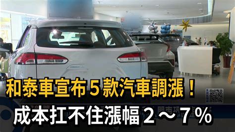 和泰車宣布5款汽車調漲！ 成本扛不住漲幅2～7％－民視新聞 Youtube