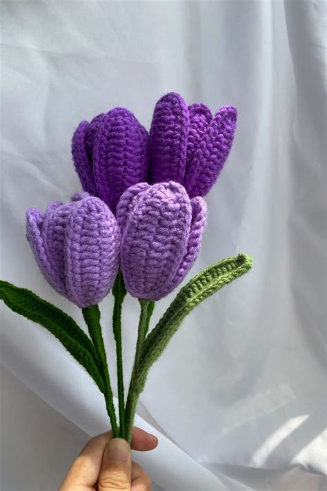 Crochet Purple Tulip Flower Bouquet For Sale I 2024