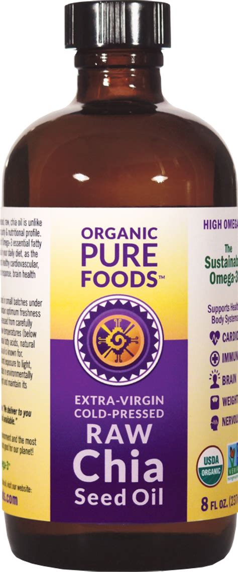 Extra Virgin Cold Pressed Raw Chia Seed Oil Nutritional Organic