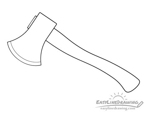 How To Draw An Axe Step By Step Easylinedrawing