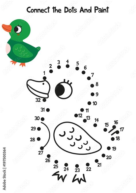 Connect the dots and coloring page, Duck (Vector illustration) Stock ...