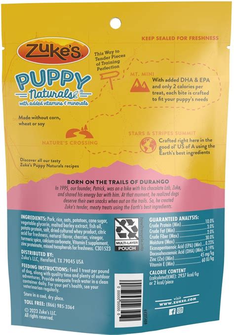 Zukes Puppy Naturals Pork And Chickpea Recipe Grain Free Dog Treats 5