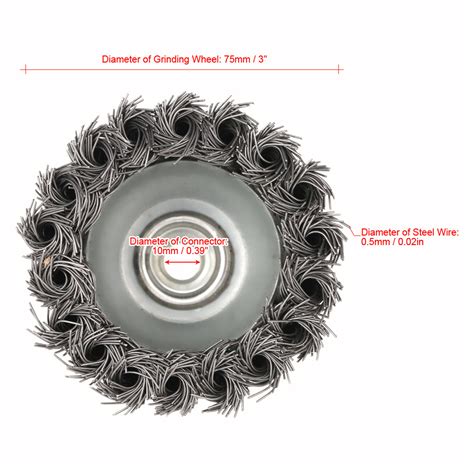 75mm 3 Steel Wire Wheel Knotted Cup Brush Rotary Steel Wire Brush