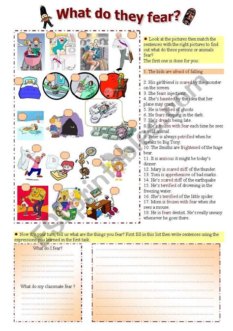 My Fears Worksheet Therapist Aid Worksheets Library