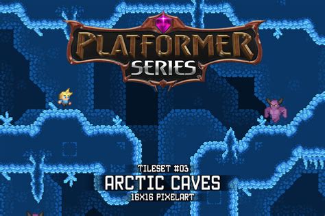 Platformer Tileset Arctic Caves 16x16 Pixelart 2d Environments