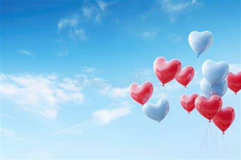 A Bunch Of Vibrant Heart Shaped Balloons Gently Float In The Air