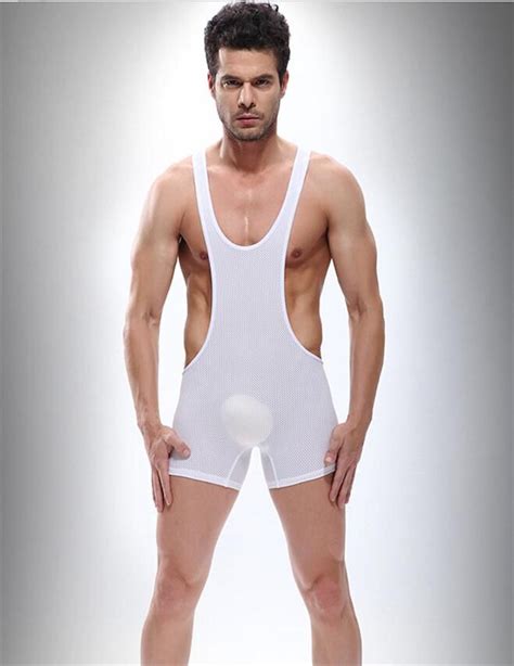 Mens Sexy Corsets Siamese Hipster Bodystocking Jumpsuit Underwear Gauze