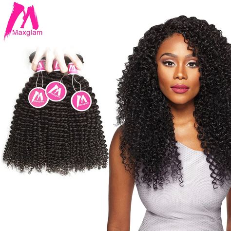 Maxglam Brasileiro Afro Kinky Curly Cabelo Humano Weave Bundles Cor