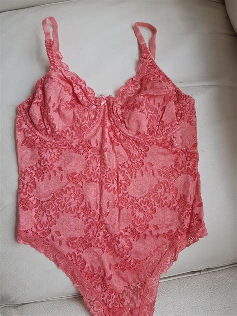 Vintage Lace Bodysuit Pinup Nude One Piece Small Gem